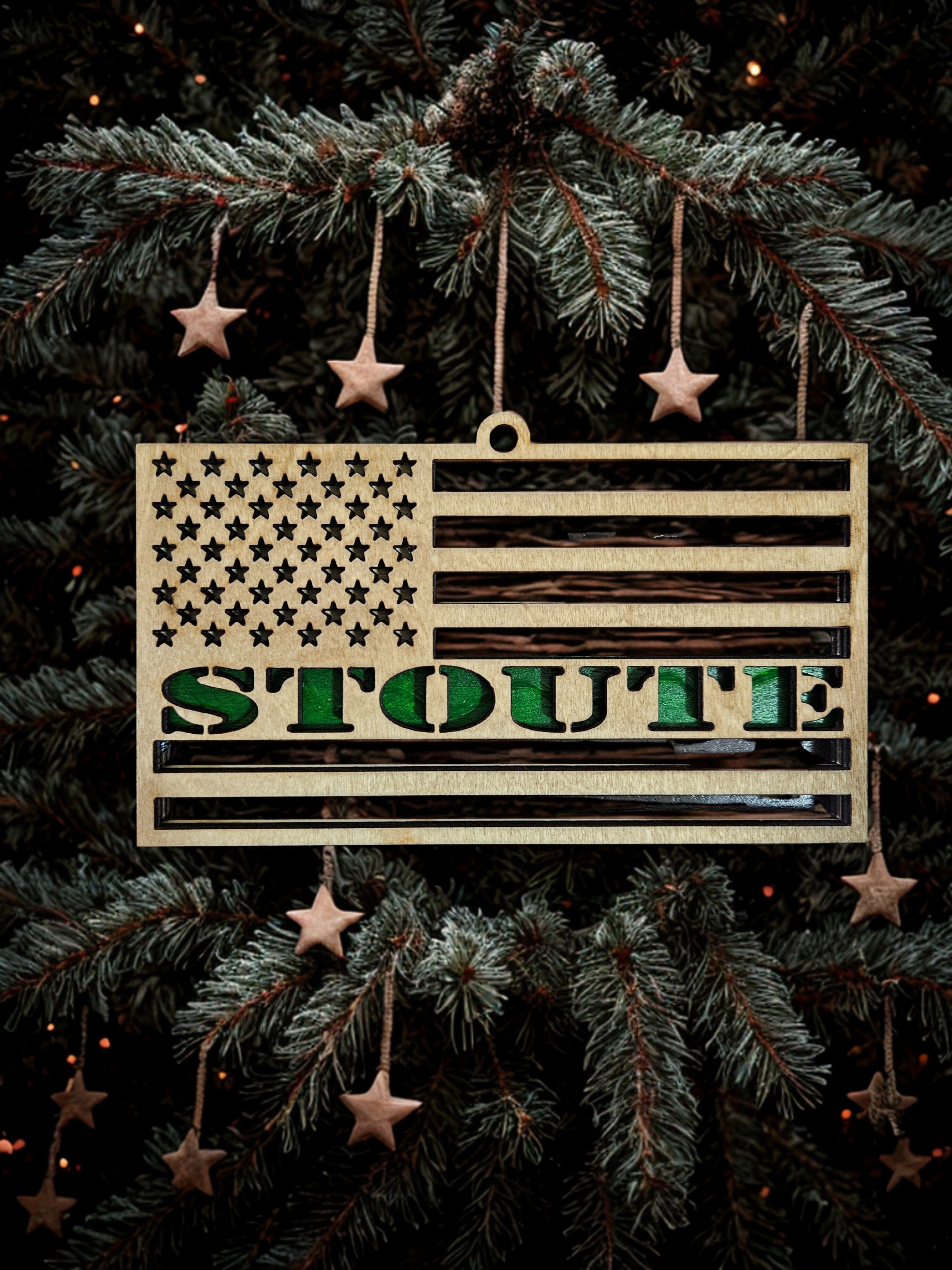 US Flag Ornament with Name