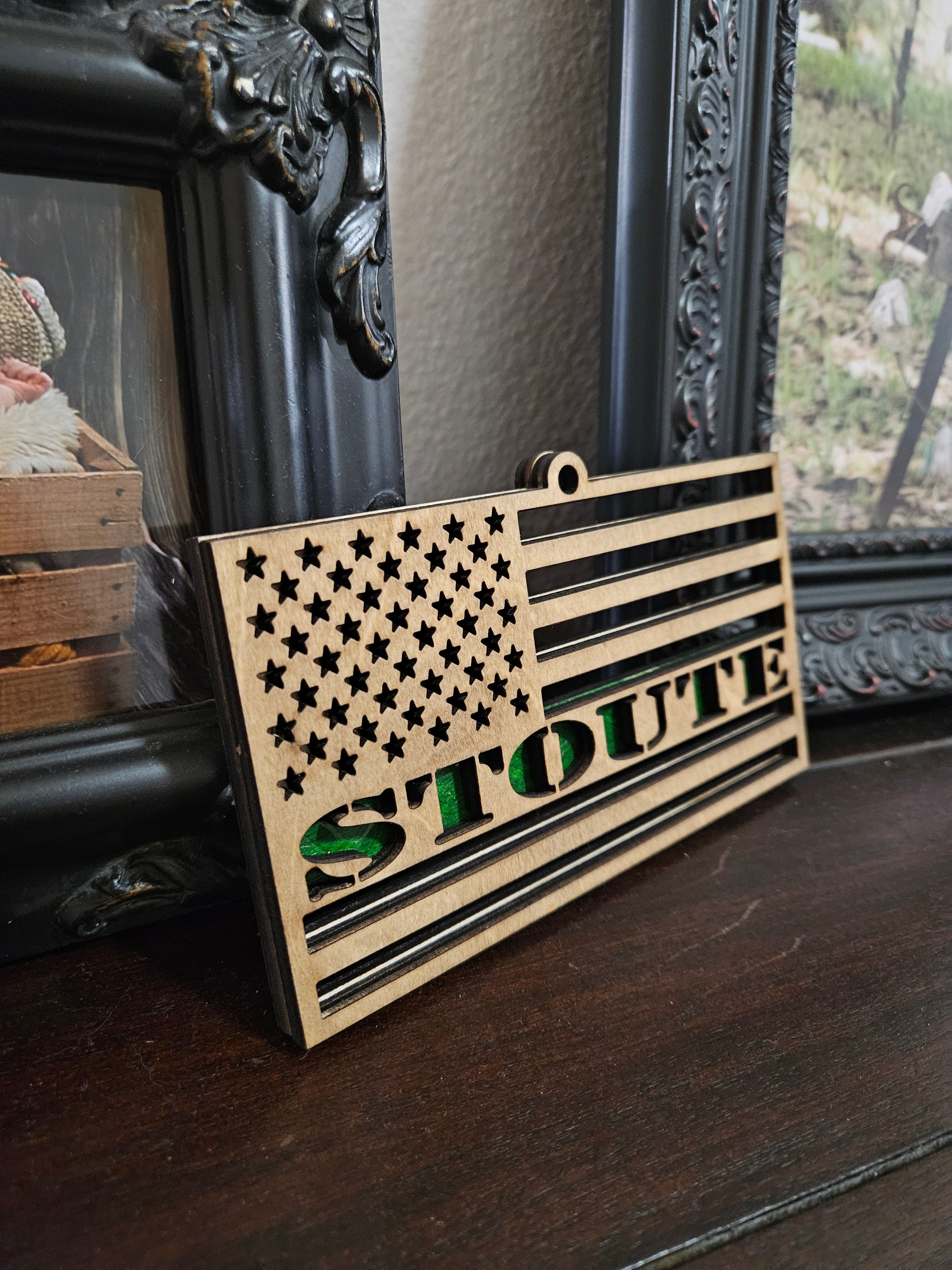 US Flag Ornament with Name