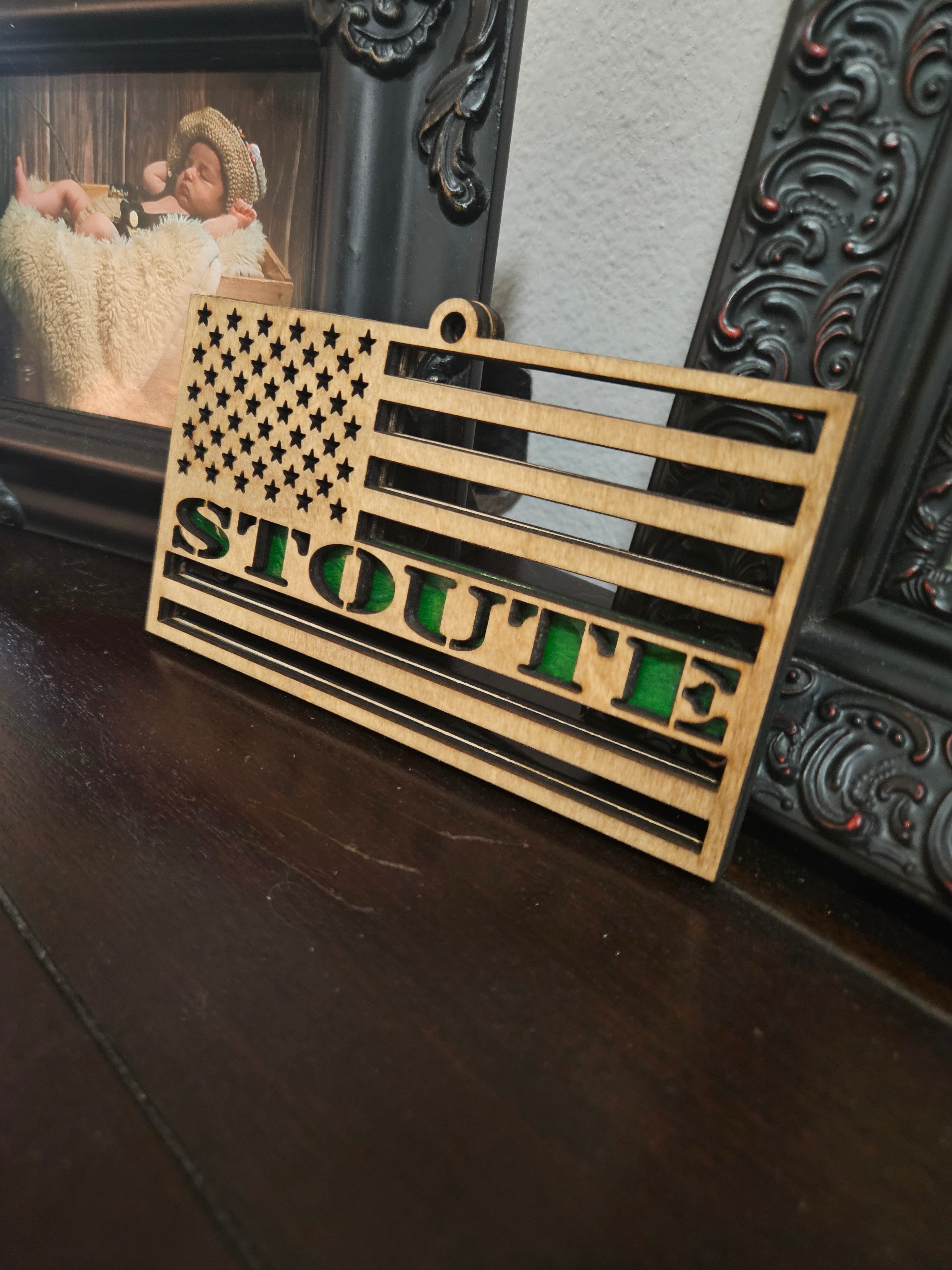 US Flag Ornament with Name