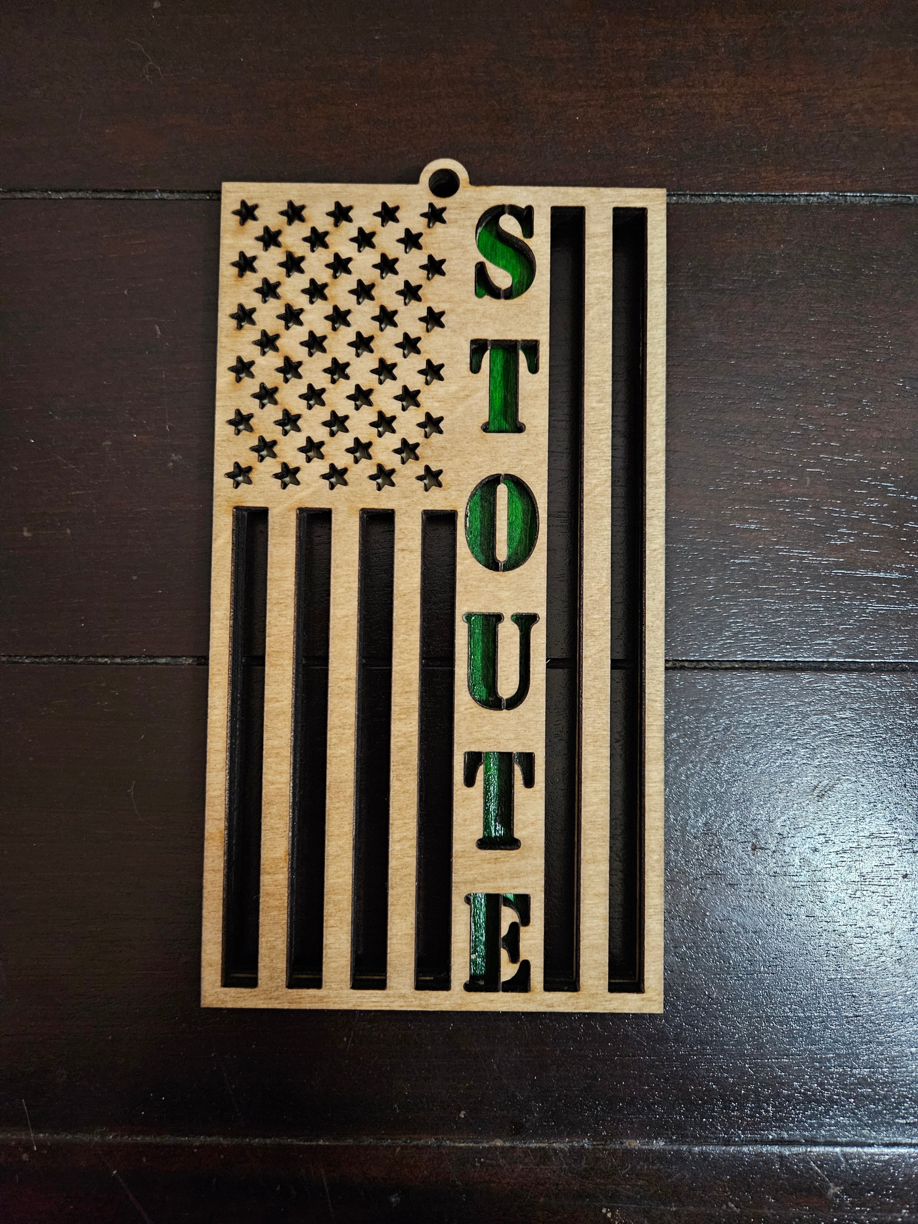 US Flag Ornament with Name